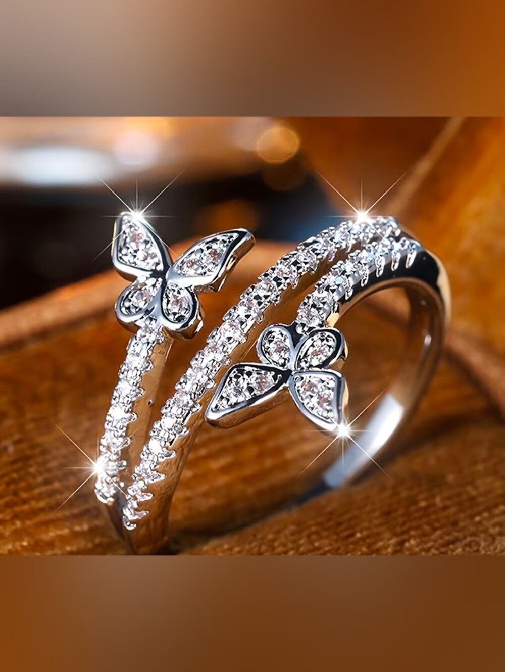 $8 Each Or Bundle 5/$20 Sterling Silver Butterfly Pavé Ring